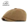 Gorra Octagonal de Color Sólido Nueva para Otoño e Invierno de Mujer, Gorra tipo Newsboy de Mezcla de Lana Tejida, Estilo Retro Británico, Unisex
