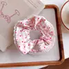 Goma para el pelo de encaje rosa, scrunchie, para moño de chica dulce, diadema impresa estilo coreano 2025