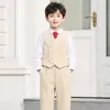 Conjunto de traje para niños, traje formal de anfitrión/caballero para niños, atuendo de actuación para recital de piano, chaqueta de traje para el primer cumpleaños de niña de las flores
