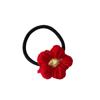 Estilo coreano fofo anel de cabelo de lã com florzinha vermelha broche de recompensa para estudantes grampo de bico de pato de menina japonesa acessórios de cabelo elástico