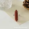 Anel de cristal rosa 8*31 coluna hexagonal dupla ponta incrustado jade ágata anel de amantes vivos processamento personalizado