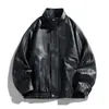Chaqueta de Cuero PU con Solapa Estilo Maillard Retro Americano 2025 para Hombre, Nueva Chaqueta Corta de Cuero Cortavientos de Primavera