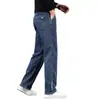 Jeans azules de alta gama para hombre, corte recto holgado, estilo primavera y otoño, nuevos pantalones finos de verano 2026 para hombres de mediana edad