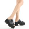 2022 Verano Nuevo Amazon Plataforma Europea y Americana Sandalias Peep-toe de Plataforma para Mujer Combinación de Colores Punta Redonda Tacón Grueso Talla Grande Zapatos de Mujer