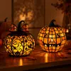 Lanterna de Abóbora com Laço de Resina Enfeite de Halloween Decoração Criativa de Feriado Luz Noturna Presente para Mesa de Casa Modelo Premium