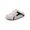 Estilo Perezoso Cómodos Combinan con Todo Aire Trasero Zapatos Casuales 2025 Malla Combinación de Colores Cuero Cordones Casual Ropa Exterior Media Pantuflas para Mujer