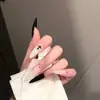 Manicure Mais Vendida Nacional Doce Fresca Escura Moda Estilo Garota Popular Cruz Preta Pontos Unhas Longas Usáveis Atacado