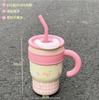 Vaso de agua con pajita de gran capacidad y alto valor para niñas, bonito vaso de hielo portátil de acero inoxidable 316 de una tonelada
