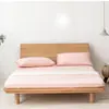 Sábana Bajera Ajustable de Algodón Lavado a Cuadros Estilo Japonés Muji Color Sólido Algodón Puro Sábana Simple