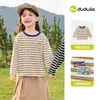 Camisetas para Niños de Dudu, Tops para Niñas, Camisetas Interiores de Manga Larga de Otoño para Niños, Ropa de Punto Rayada para Bebé, Ropa de Otoño para Niños