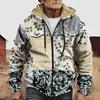 Chaqueta de Algodón Gruesa con Forro de Polar Estilo Étnico Camuflaje Transfronterizo 2025 con Cremallera y Bolsillos de Parche para Abrigo
