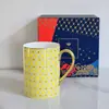 Xícara de Café em Porcelana Óssea Banhada a Ouro Estilo Europeu Palaciano Transfronteiriça, Caneca Cerâmica Doméstica, Lembrança de Casamento, Presente Comemorativo
