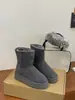 Botas de nieve grises de suela gruesa para mujer, nueva colección de invierno 2025, caña corta, que aumentan la altura, cálidas y con forro de algodón polar
