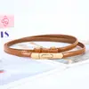Cinturón de cuero genuino brillante de moda para mujer, para vestido de cintura delgada, estilo coreano, versátil, ajustable sin agujeros, venta al por mayor desde el fabricante