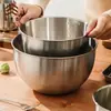 Tazón Grueso de Acero Inoxidable 304 con Escala Estilo Europeo Batidor de Repostería Cocinar Amasar Ensaladera Profundizado con Tapa Cocina