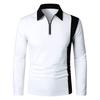 Camisa Polo Masculina de Manga Longa com Combinação de Cores Moda Combinando Moda Masculina Lapela Manga Longa Costura em Duas Cores