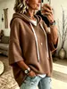 2026 comercio exterior transfronterizo europeo y americano para mujer, holgado, manga tres cuartos, con capucha, cordón, camiseta, manga murciélago, top, prenda exterior, sudadera para mujer