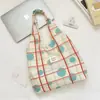 69131 Bolso tote a cuadros y lunares estilo coreano, un bolso de hombro fresco y colorido de gran capacidad, adecuado para estudiantes, para ir al trabajo y para ir de compras
