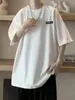 Americano manga curta homens verão design sentido nicho moda all-match camiseta pesada estilo hong kong cor sólida roupas de marca de moda masculina