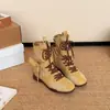 Botas Martin de Treinamento Alemão com Sola Grossa Oculta para Aumento de Altura, Botas de Boxe Curtas de Cano Médio Versáteis para Mulheres, Novidade de Verão
