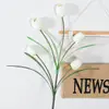 Flor de tulipán artificial de rama larga y cinco cabezas para ingeniería exterior, juego de flores para decoración del hogar, venta al por mayor de fábrica