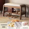 Banqueta para Cambiar Zapatos de Madera Maciza para la Entrada, Banco Moderno de Uso Doméstico con Cojín Suave, Banco Largo de Doble Capa