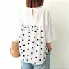 Comércio Exterior Estilo Japonês e Coreano Primavera/Verão 2026 Gola Redonda Manga Média Costas Vazadas Botão nas Costas Patchwork Blusa Solta
