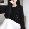Prenda exterior bordada fina, dulce abrigo nuevo con estampado de corazones, cárdigan de punto elegante de manga larga para otoño para mujer, amarillo