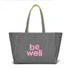 Bolsa de Viaje de Lona Colorida de Doble Cara de Nuevo Estilo Transfronteriza para Mujer, Bolso de Hombro Casual Rayado de Mezclilla Estilo Coreano de Gran Capacidad