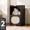 Cómoda Negra Estilo Mediados de Siglo Gabinete de Almacenamiento para Sala de Estar Dormitorio Gabinete de Almacenamiento Estantería Gabinete de Entrada Gabinete Estrecho Alto Multicapa