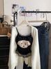 Linda Camisola de Encaje con Puntadas de Cachorro Tridimensional Tejida para Mujer Otoño Nuevo Ajustada Adelgazante Rejuvenecedora Top de Moda