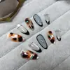 10 Peças de Manicure Estampa Leopardo Maillard Francesa Fototerapia Diamante Peças de Unha Gato de Olho Artesanais Peças de Unha Usáveis