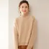 Suéter de punto trenzado de cachemira para mujer, estilo otoño e invierno, hilo de punto de colores con lunares, base de cachemira holgada y estilizada con cuello semi-alto