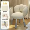 Banqueta de toucador cor creme, cadeira de maquiagem giratória, cadeira de quarto de alta qualidade em lã de cordeiro para meninas, cadeira de espinheiro cristalizado, cadeira de manicure