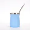 Copo Térmico Fosco a Vácuo de Camada Dupla em Aço Inoxidável Cross304 8oz Mini Garrafa Térmica com Canudo de Metal Infusor de Chá Personalização
