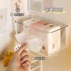 Caja de Pañuelos Transparente Montada en Pared Caja de Papel Almacenamiento de Toallas de Lavado para Baño Montada en Pared de Baño Sin Perforaciones Montada en Pared de Dormitorio