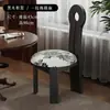 Cadeira de Jantar Vintage em Madeira Maciça Estilo Francês, Cadeira com Encosto de Designer Meio do Século, Cadeira para Toucador de Quarto Estilo Wabi-Sabi, Cadeira Chave