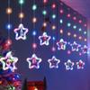 Luz de Cortina Pingente Anel de Natal Layout de Cena Atmosfera Boneco de Neve Alce USB Linha de Couro Luz de Cortina Fábrica Direta