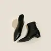 Botines Finos de Tacón Cuña Puntiagudos para Mujer con Cremallera Trasera, Piel Suave con Textura Arrugada, Botines de Moda Bajos Elegantes para Viajes Otoño 2026