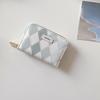 Generación al por mayor cabello azul sal marina a cuadros explosión billetera pequeña corta para mujer diseño de nicho bolso de una sola pieza gran capacidad bolsa de tarjetas tipo acordeón
