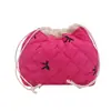 Nueva bolsa de la suerte bordada con patrón de diamantes, bolsa con cordón de moda estilo coreano, bolso de mano casual ligero bordado con lazo