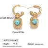 Joyería Taina transfronteriza europea y americana de acero inoxidable y piedra natural, collar con colgante de turquesa de moda, sensación de lujo ligero y alta gama al por mayor
