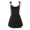 Estilo Americano Chica Caliente Figura Sexy Con Cordones Cintura Alta Figura Delgada Vestido Botón Verano de Mujer Pura Deseo Falda Plisada
