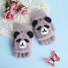 Guantes Cálidos de Invierno Yifan Terciopelo Imitación de Visón Engrosados para Niños de Medio Dedo con Tapa para Escribir Dibujo Animado Lindo Panda Pequeño