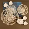 Posavasos Redondo Bordado Antideslizante Aislante Térmico de Lujo Ligero, Tapete Bordado para Tazón, Tapete Decorativo para Mesita de Noche, Tapete de Mesa Estilo Étnico