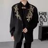 Blazer de Alta Qualidade Bordado com Lantejoulas 3D Personalizado para Homens, Oversized, Jaqueta de Terno Elegante com Caimento Solto