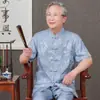 Ropa Tang de Verano para Hombres de Mediana Edad y Mayores, Ropa de Manga Corta para Ancianos, Estilo Chino, Traje Holgado, Camisa para Papá de 70 Años