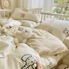 Juego fresco y simple de cuatro piezas de algodón puro, funda de edredón 100% algodón, sábana, juego de tres piezas para cama individual de dormitorio de estudiante, estilo sábana ajustable 4