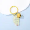 Chaveiro de sino pintado de peixe pequeno em cores de doce, pingente de chaveiro com contas de estilo fofo, acessório DIY para chaveiro