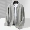 Nuevo Suéter 100% Lana Pura Otoño/Invierno para Hombre, Cárdigan Casual de Punto Cachemir con Cuello Polo y Cremallera